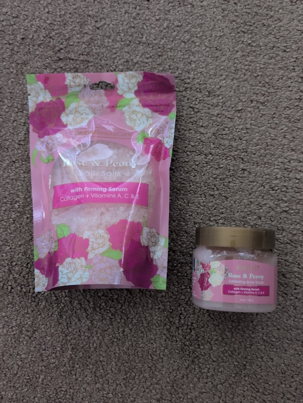 Rose & Peony Bath Salts and Body Scrub - Pink